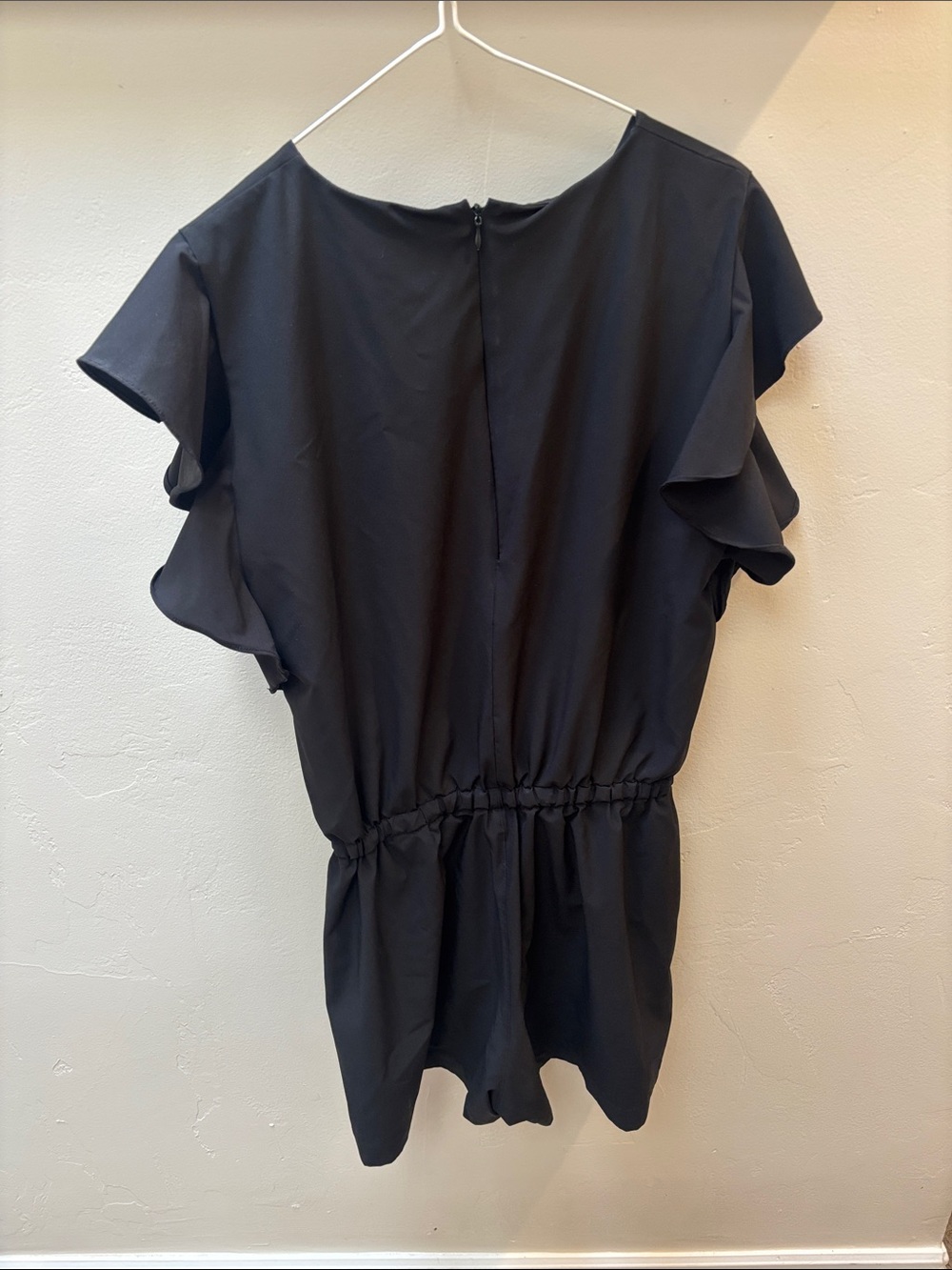 Albion Black Ruffle Sleeve Waist-Defined Romper - Picture 4 of 8